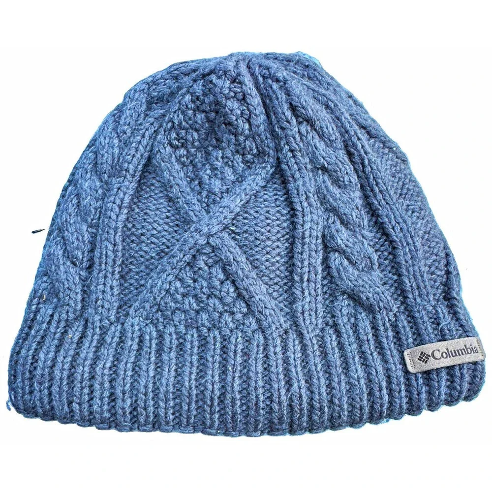 Columbia Women’s Cable Knit Beanie Hat Grey Fleece Lined